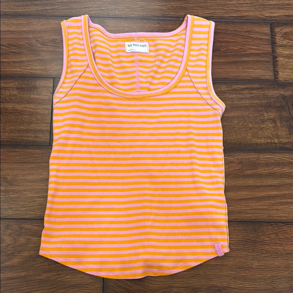 We The Free Striped Pink and Orange Top
